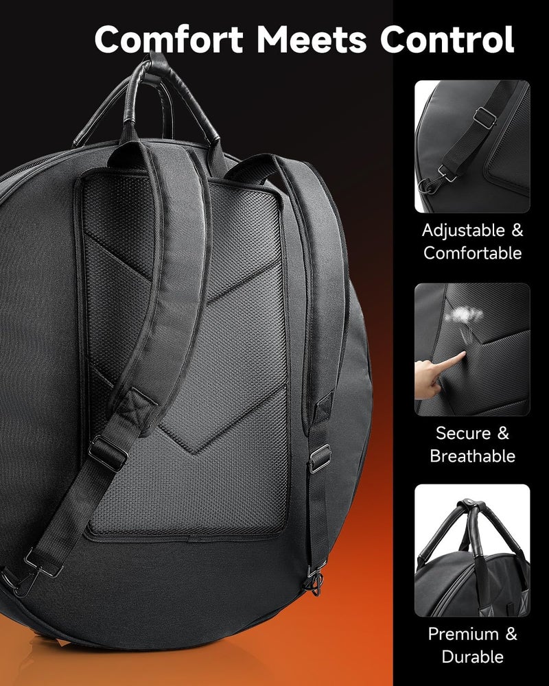 Donner Cymbal Bag with Drumstick Bag, Cymbal Backpack with Handle and Hideable Dual Shoulder Straps, Holds 6 Cymbals and 6 Drum Sticks, Fits Ride up to 24 Inch - Image 3